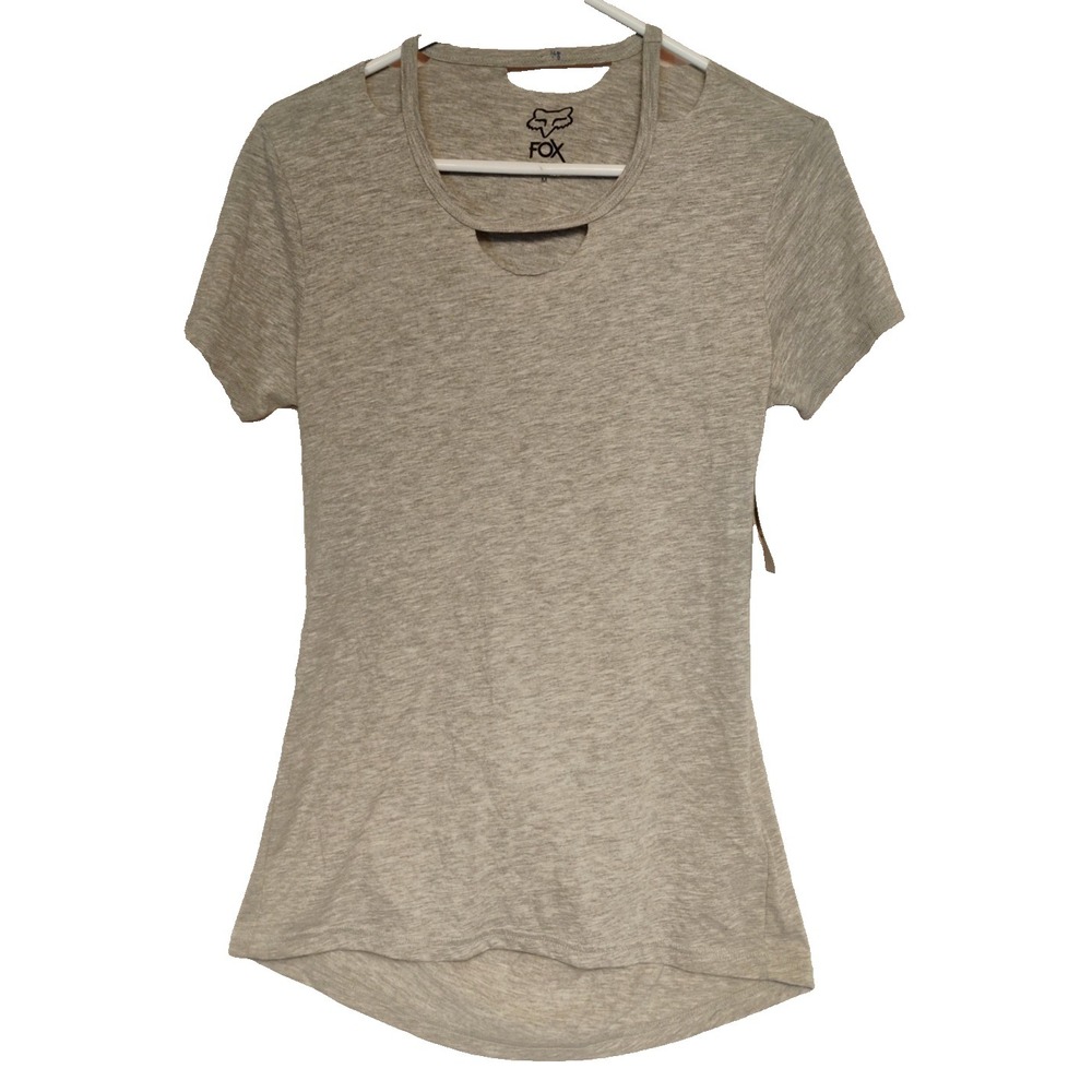 NWT Fox Racing Womens Juniors Medium M Gray Hi-Lo Open Back Tshirt